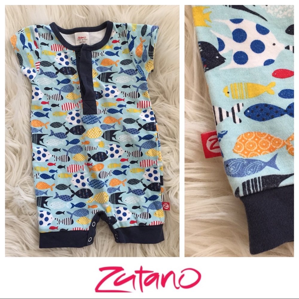 (SOLD) Zutano Fish Romper